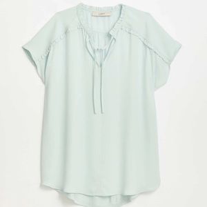 Loft light blue tie neck blouse